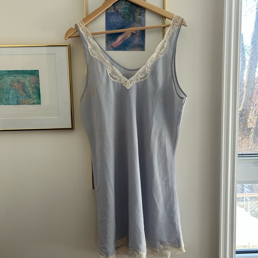 Blue and White Lace vintage slip dress